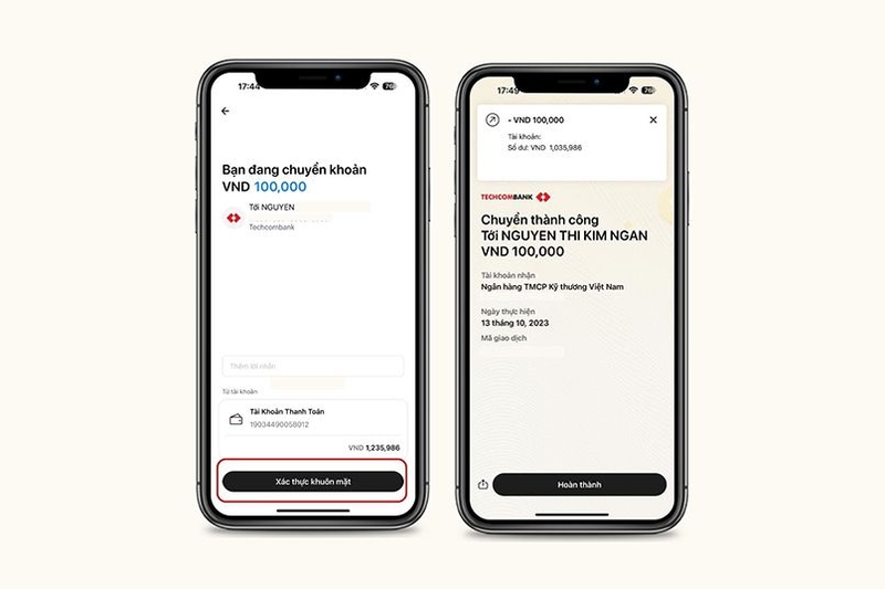 techcombank mobile Chuyển tiền và thanh toán