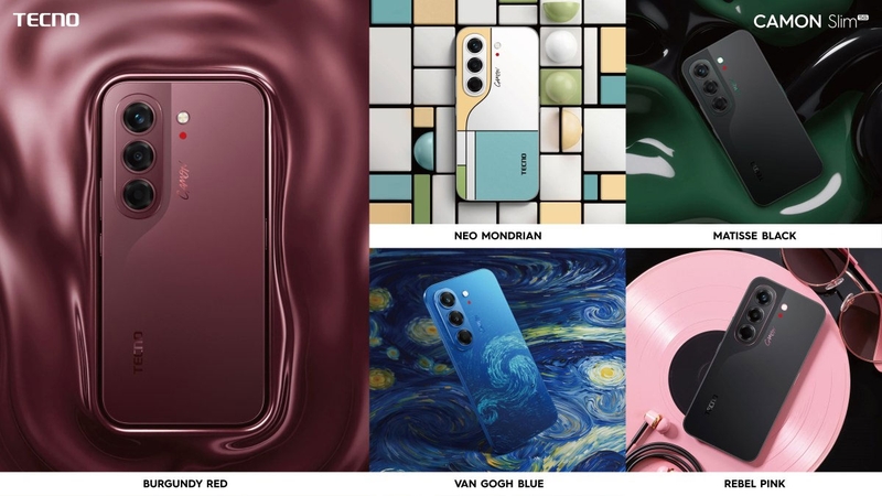 CAMON Slim 5G có 5 tùy chọn màu sắc.