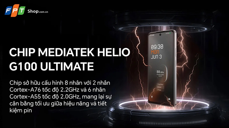 Chip Mediatek Helio G100 Ultimate cho hiệu năng ổn định