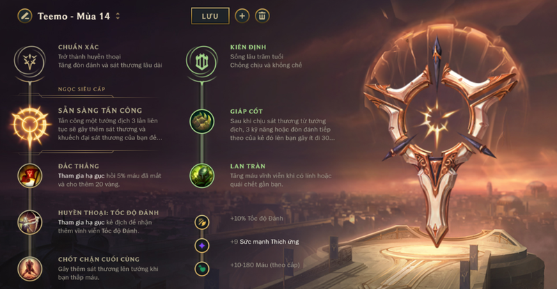 Bảng ngọc Teemo đi top