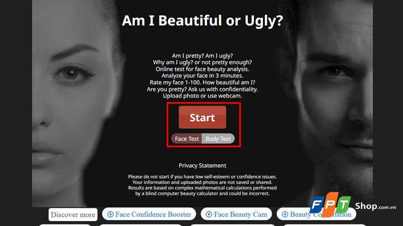 Nhấn Start để bắt đầu sử dụng PrettyScale