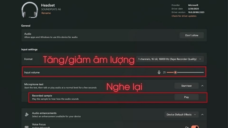 Phát lại ghi âm, đánh giá chất lượng