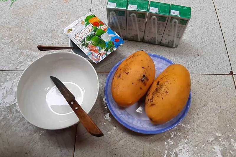 Nguyên liệu cho món thạch rau câu xoài sữa