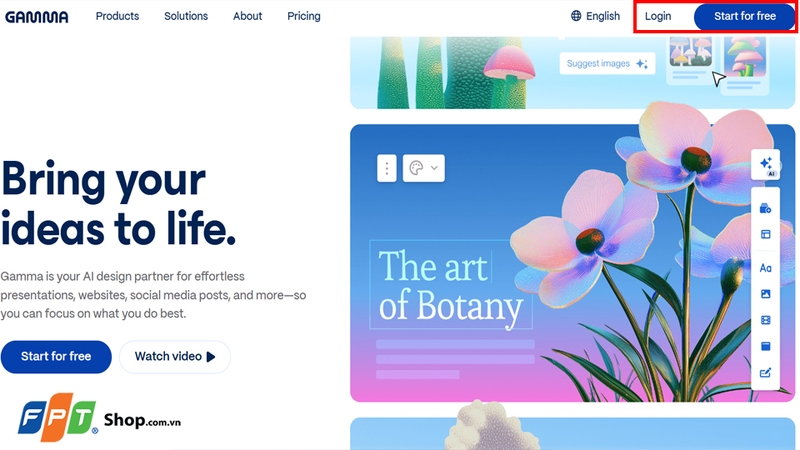 Đăng nhập vào tài khoản Gamma AI