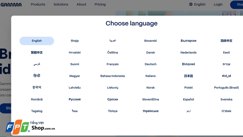 Tổng hợp các ngôn ngữ được hỗ trợ tại Gamma AI