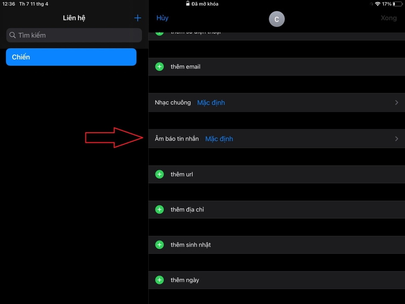 Thay đổi thông báo tin nhắn trên iPad 7