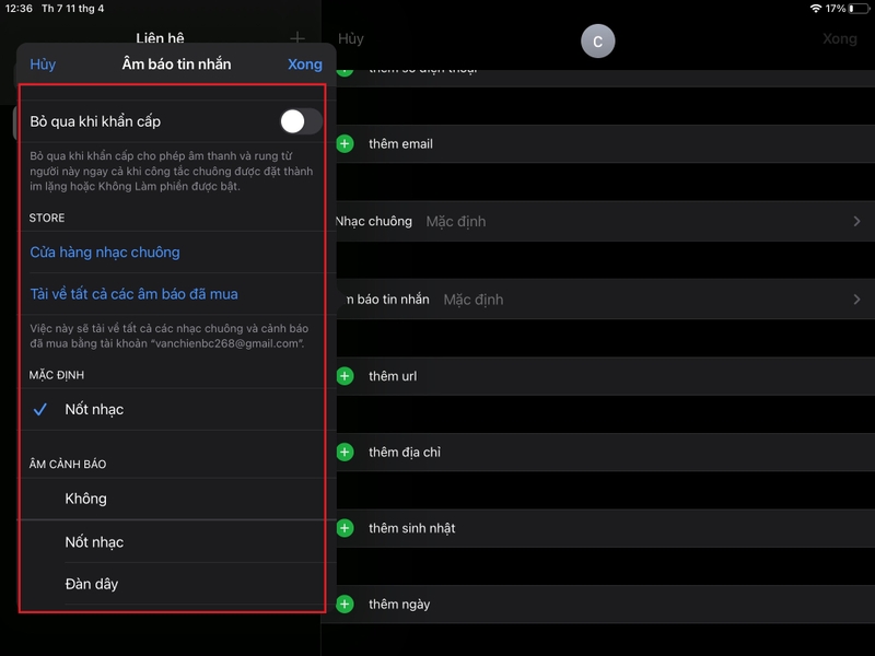 Thay đổi thông báo tin nhắn trên iPad 8