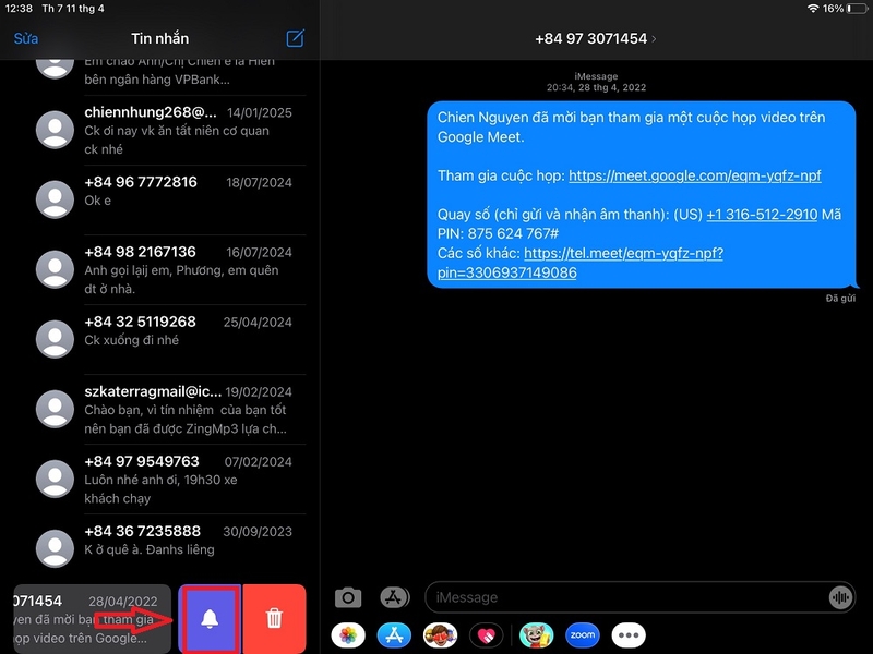 Thay đổi thông báo tin nhắn trên iPad 9