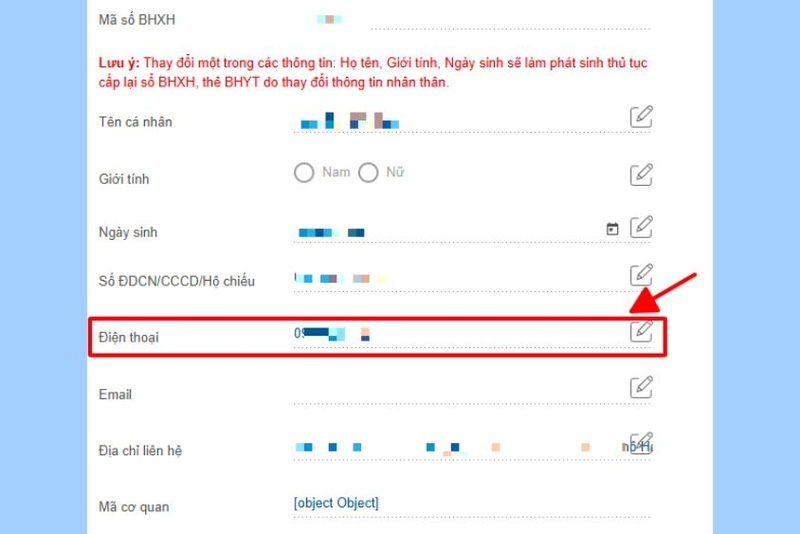 thay đổi thông tin bảo hiểm xã hội online 2