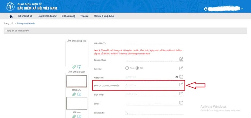 thay đổi thông tin bảo hiểm xã hội online 4