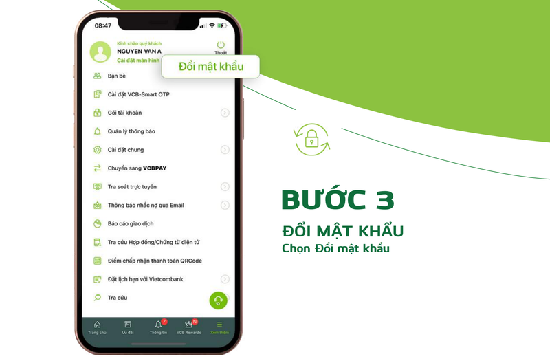 thay đổi thông tin tài khoản ngân hàng vietcombank online - Hình 3