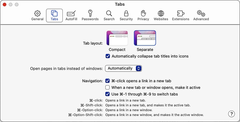 thay đổi tùy chọn Tab trong Safari trên máy Mac - Hình 1