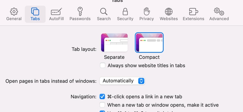 thay đổi tùy chọn Tab trong Safari trên máy Mac - Hình 5