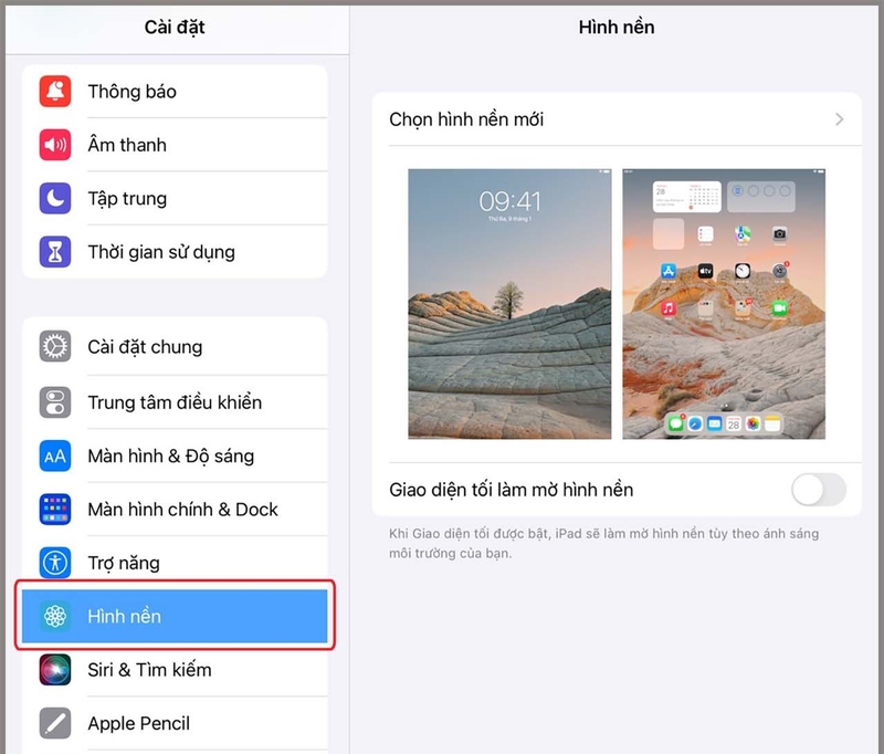 Thay đổi hình nền trên iPad 1