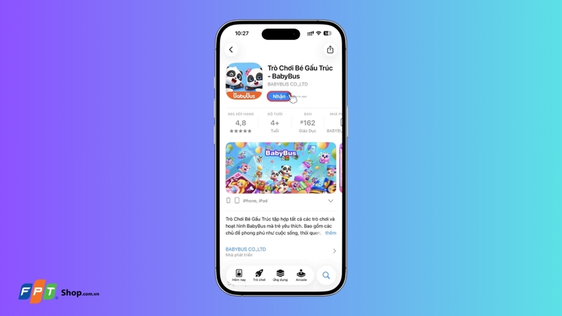 Nhấn nút Nhận (Get)