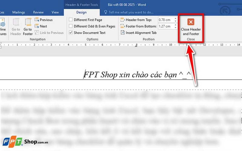 Cách thêm dòng cho Header, Footer trong Word - 02