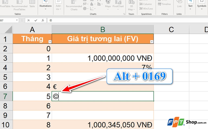 Cách chèn ký tự đặc biệt trong Excel - 05