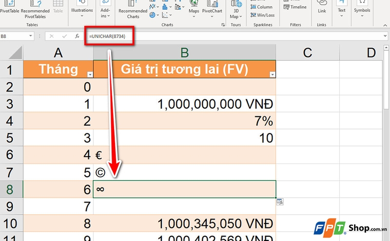 Cách chèn ký tự đặc biệt trong Excel - 04