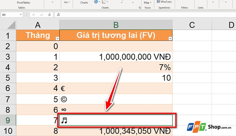 Cách chèn ký tự đặc biệt trong Excel - 02