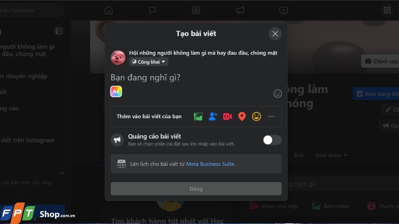 chọn vào mục đăng bài viết