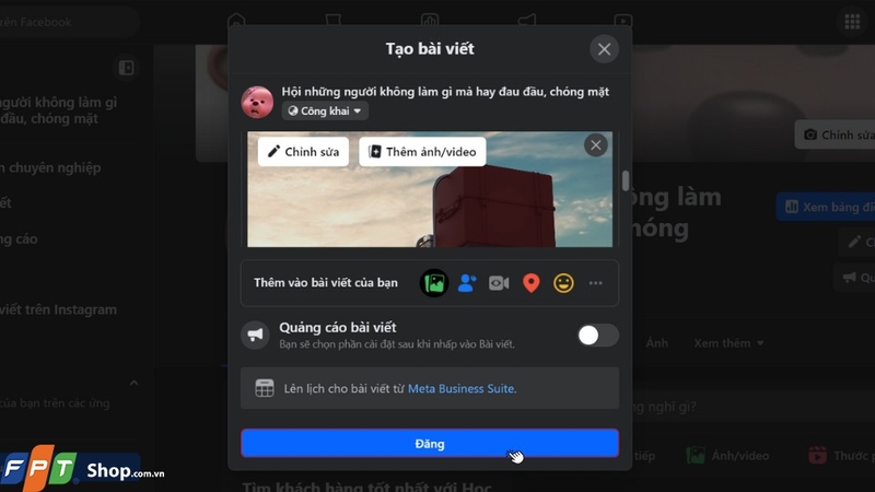 Nhấp vào nút Đăng để đăng bài viết