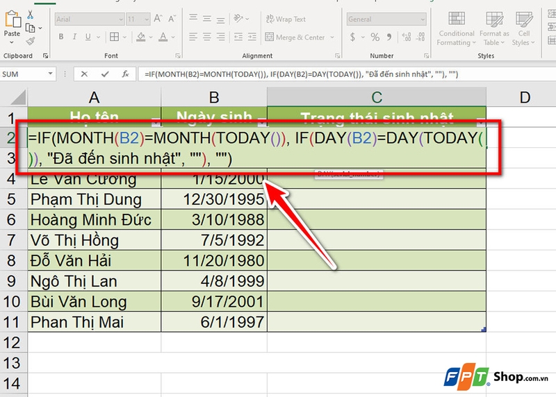 Cách theo dõi sinh nhật trong Excel - 03