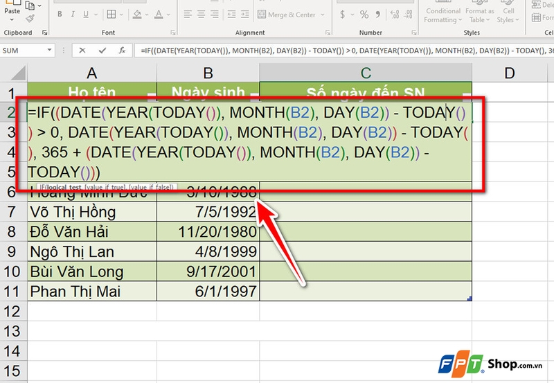Cách theo dõi sinh nhật trong Excel - 05