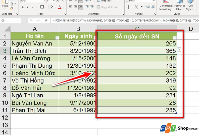 Cách theo dõi sinh nhật trong Excel - 06
