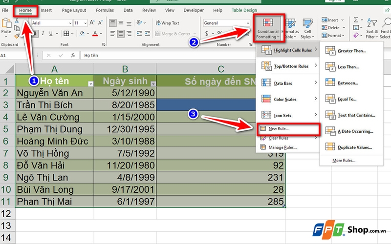 Cách theo dõi sinh nhật trong Excel - 07