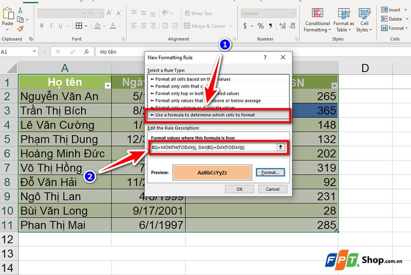 Cách theo dõi sinh nhật trong Excel - 08