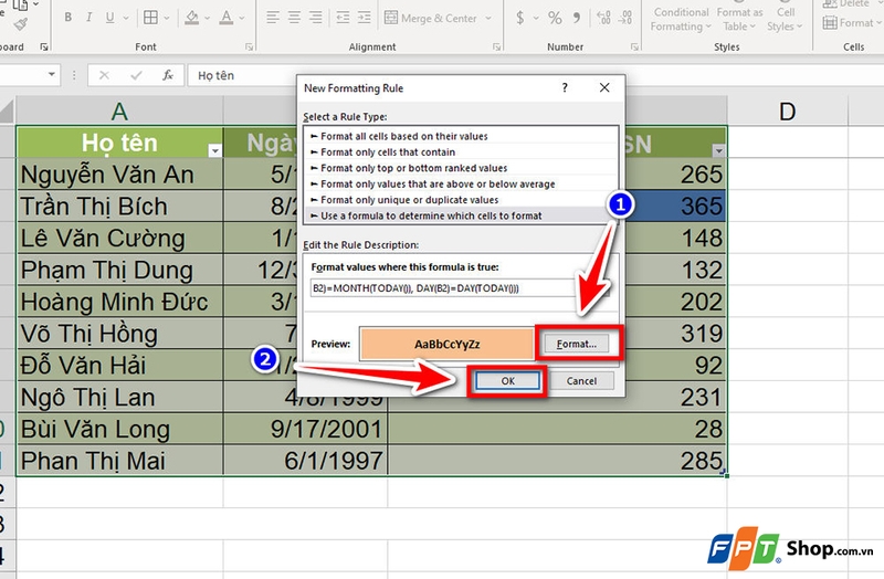 Cách theo dõi sinh nhật trong Excel - 09