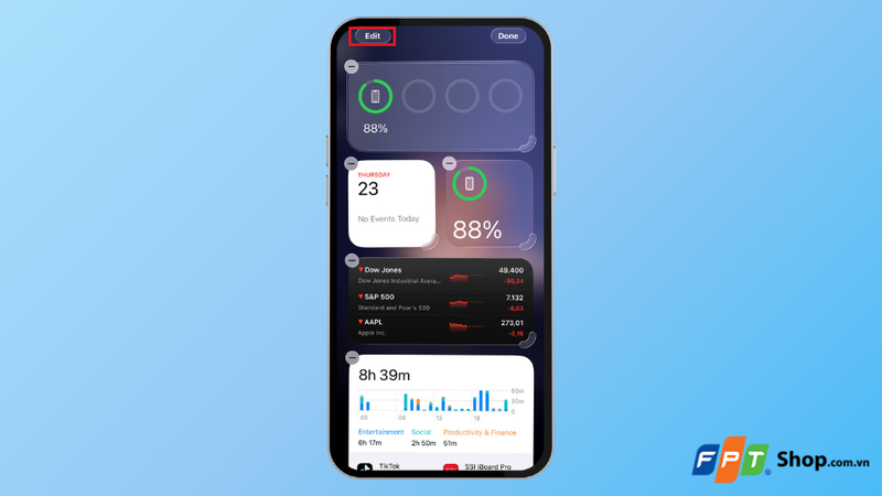 Mở thư viện widget