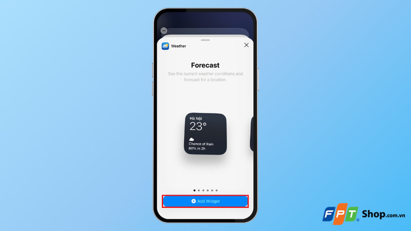 Nhấn Add Widget để thêm ứng dụng