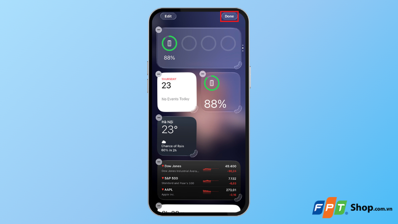 Kéo widget đến vị trí bạn muốn