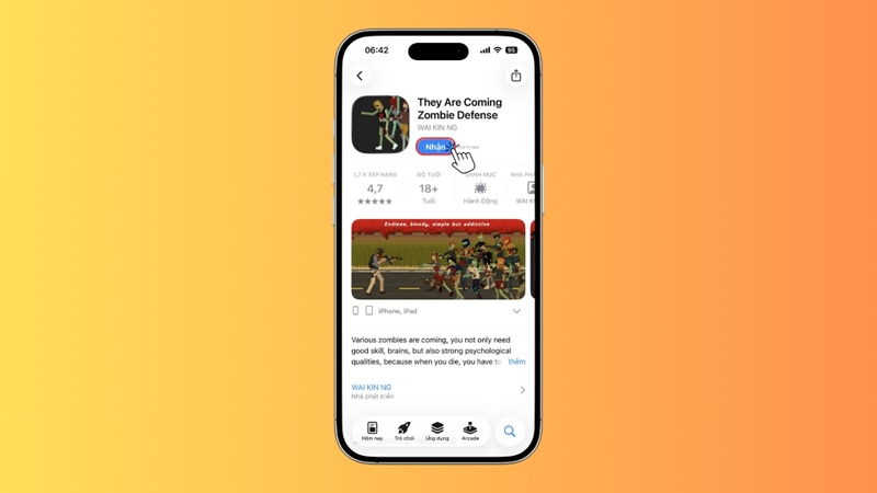 Nhấn nút Nhận (Get)