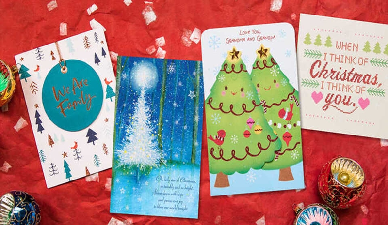 Thiệp với cây thông được vẽ bằng tay