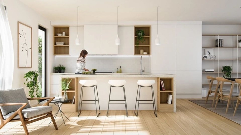 Thiết kế nhà bếp phong cách tối giản
