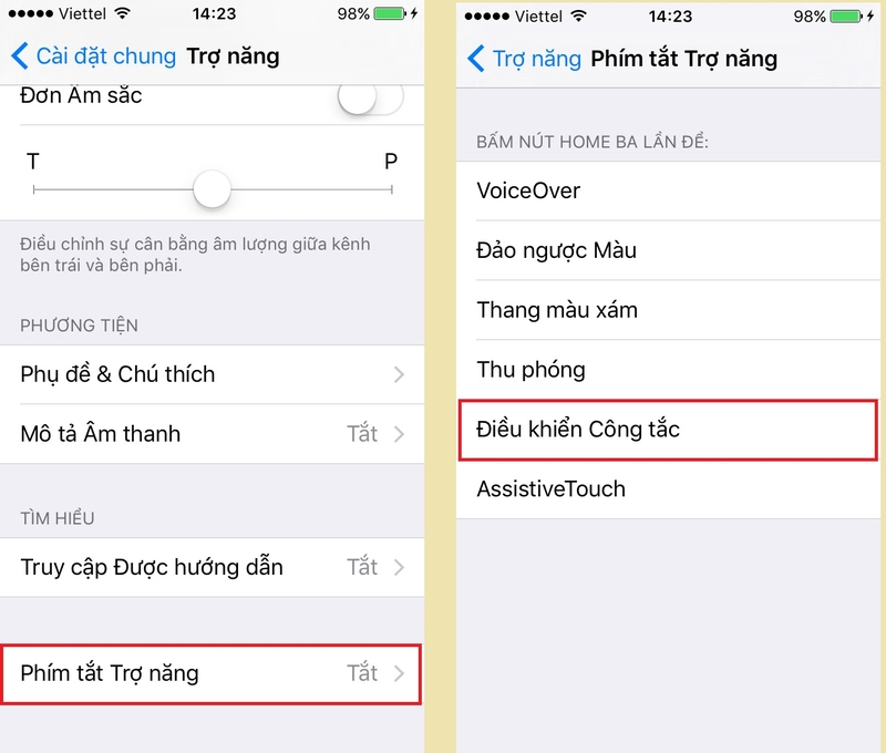 thiết lập điều khiển iPhone bằng lắc đầu 7
