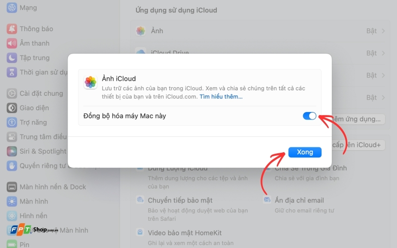 Nhấn Đồng bộ hóa máy Mac này và nhấn Xong để kích hoạt