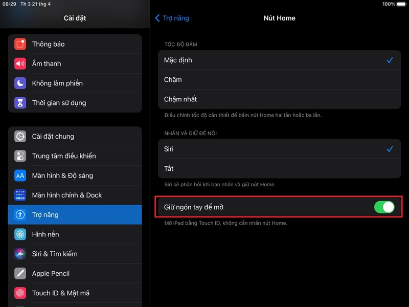thiết lập Touch ID trên iPad 12