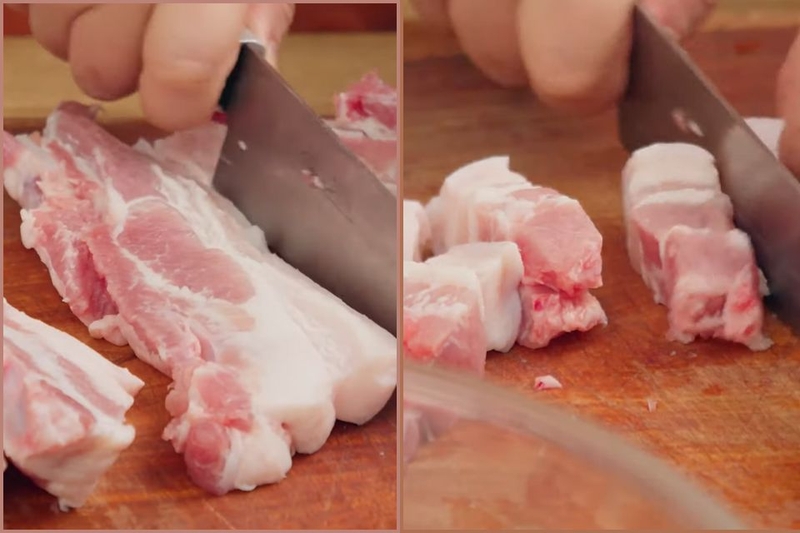 Bước 1: Sơ chế thịt ba chỉ