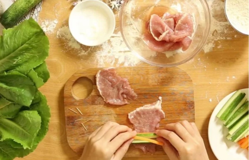 thịt heo cuộn rau củ 5