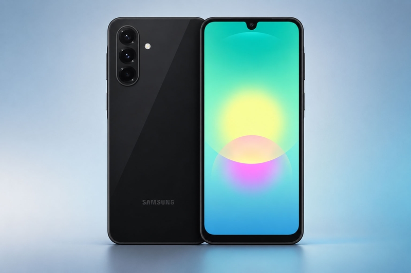 Ảnh dựng CAD cho thấy Galaxy A18 vẫn sử dụng cụm ba camera xếp dọc và giữ thiết kế gần với Galaxy A17.
