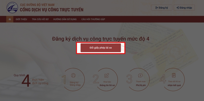 thủ tục đổi giấy phép lái xe qua mạng hình 11