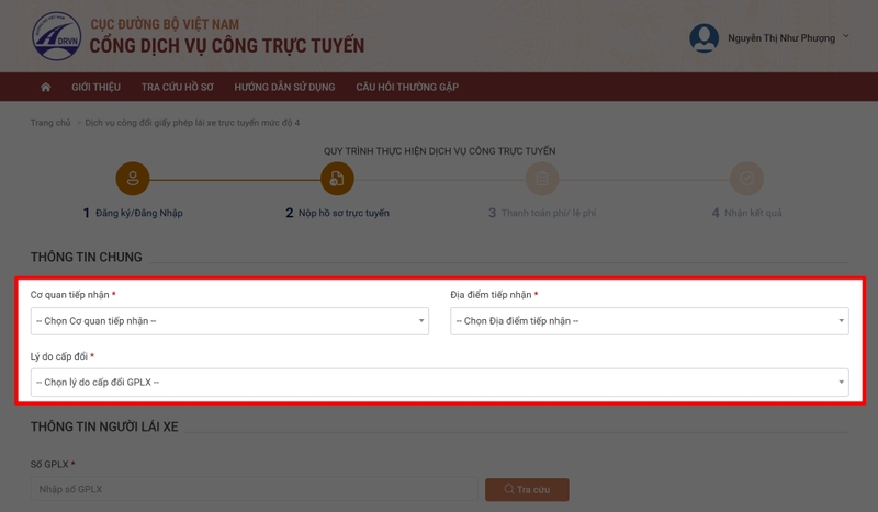 thủ tục đổi giấy phép lái xe qua mạng hình 12
