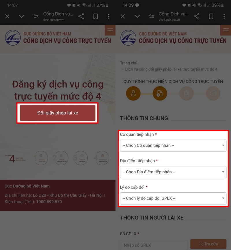thủ tục đổi giấy phép lái xe qua mạng hình 5