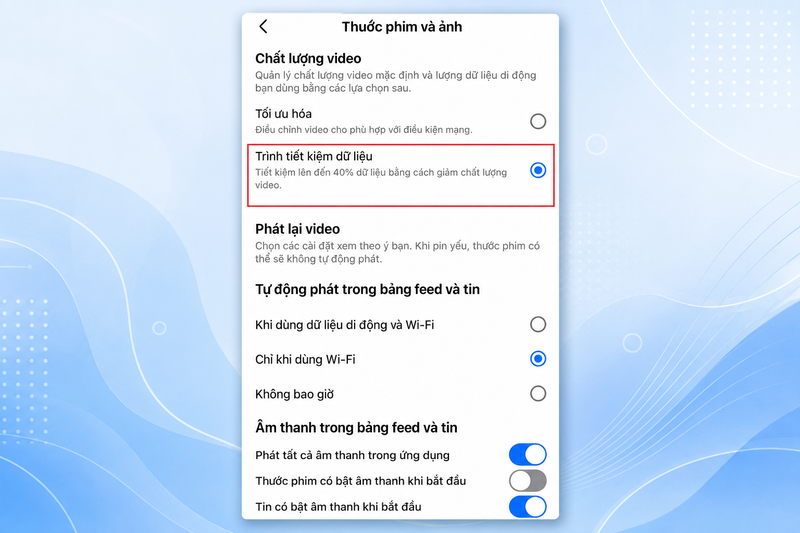 Tiết kiệm dữ liệu khi lướt Facebook 4
