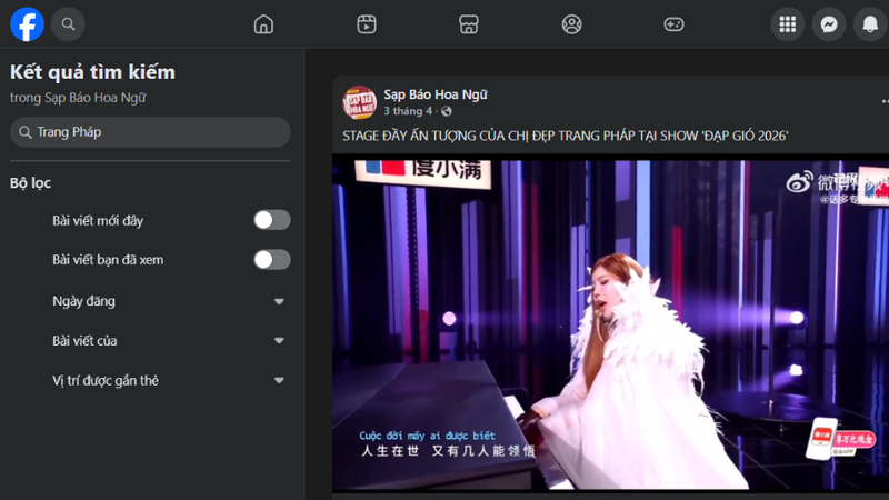 Tìm kiếm bài viết trong fanpage Facebook 2