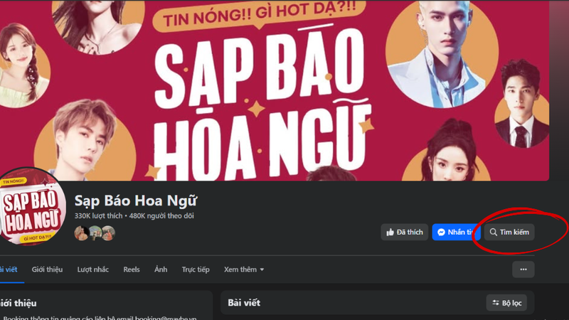 Tìm kiếm bài viết trong fanpage Facebook 1