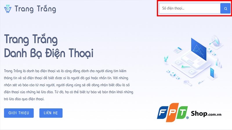 Tra cứu số điện thoại trên website Trang Trắng